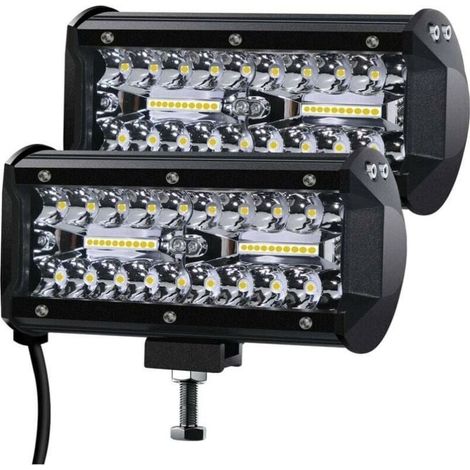 120W Phares de Travail LED , 2V 400W 7'' Projecteur LED Voiture 12v Etanche IP67 Spot Flood Feux Antibrouillard LED 27,000lm Feux de Travail pour Voiture Camion Tracteur SUV Bateau(2 pièce) (1/4)