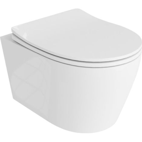 LAVITA Praia WC suspendu  L'abattant de WC à chute lente  WC suspendu sans bord  WC  360x480x375 cm  blanc brillant