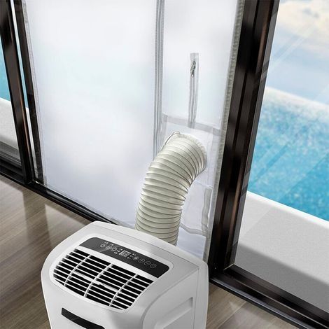 Kit d’étanchéité pour climatiseur mobile, kit de purge pour porte coulissante, joint d’étanchéité double tube avec fermeture éclair (25 × 162 cm) (1/5)