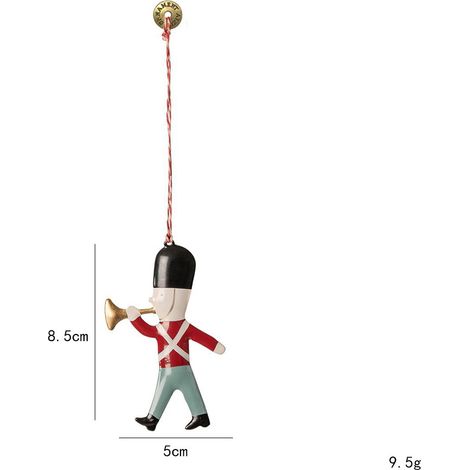 Décorations de sapin de Noël en métal, mini suspensions style nordique, ornements festifs en forme de soldat jouant de la trompette, accessoires pour arbre, lot de 2 pièces (1/5)
