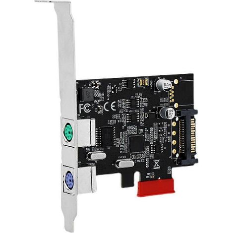 Carte d'extension PCIe vers PS/2 pour souris et clavier PS/2, adaptateur PCI-E à port rond pour PC de bureau, carte d'extension SATA PS/2 (1/5)