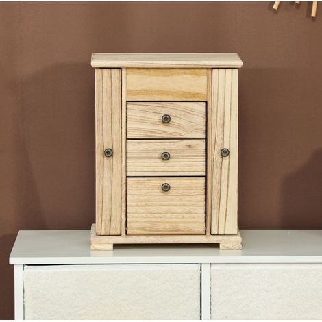Boîte à bijoux 26,5x16x33,5 cm en bois marron, avec rangement pour chambre FloraGrace (1/5)