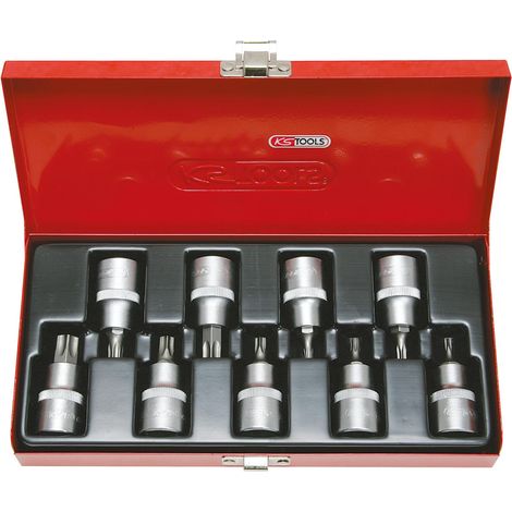 Juego de llaves de vaso de 1/2" para tornillos TXz, abiertas, color negro