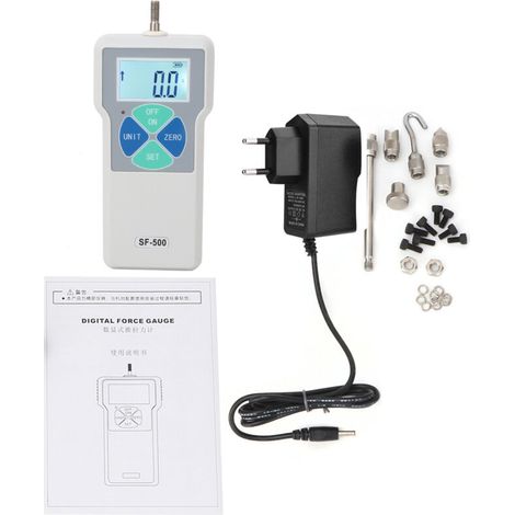 Force Gauge, LCD Screen SF-500 Portable Push-Pull Tester Meter Digital Sensor Force Gauge 500N 100-240V Overload Protection (EU Plug) (1/5)