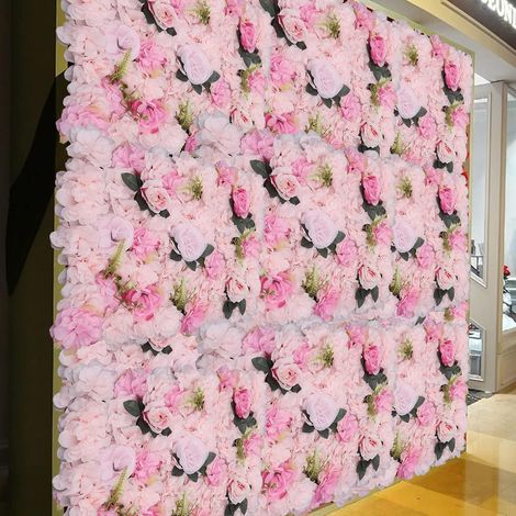 Ensemble de panneaux muraux floraux, 12 pièces rose clair faux Dahlia rose rose mat fond, panneau Floral en soie pour la décoration 24X16 pouces