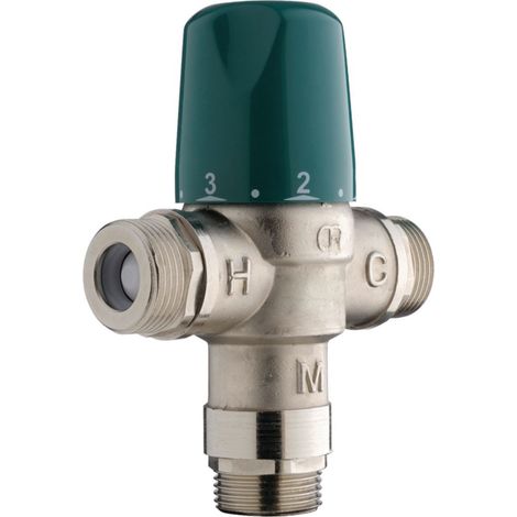 Presto – Régulateur thermostatique de sécurité 3/4' M mâle – Plage de température 30 à 65 °C – Débit 57 l/min à 3 bar – Livré avec joints filtre