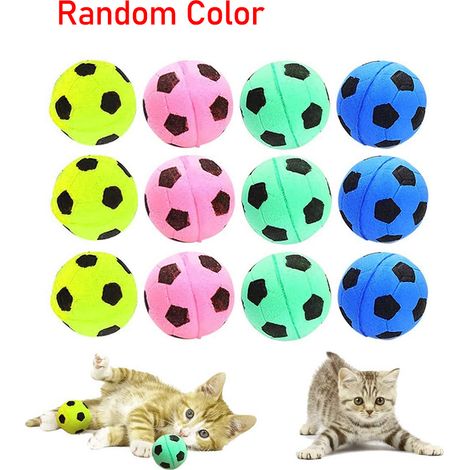 12s de football en mousse, jouet interactif silencieux, diamètre 5 cm, pour chats et petits animaux (1/5)