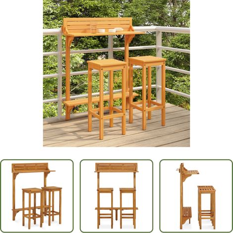 Bar de jardin -  Ensemble de bar de balcon 3 pcs Bois d'acacia solide (1/5)