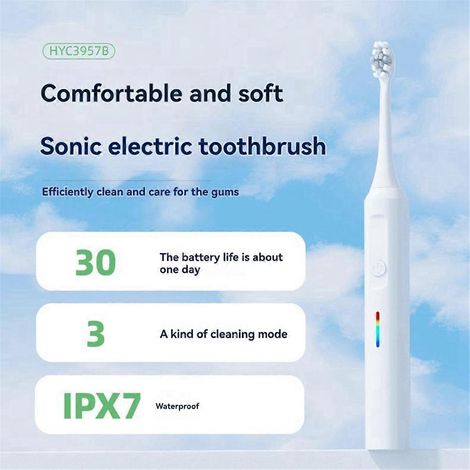 Fil dentaire électrique avec 50 têtes de brosse de rechange - fil dentaire vibrant, noir. (1/5)