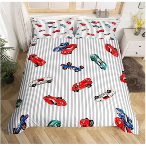 Racing Housse de Couette 140x200cm Voiture de Sport extrême Parure de Lit Racing Suit matelassé Ensemble de Literie Réversible - (1/3)