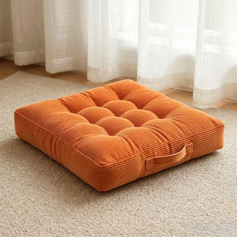 Coussin de sol Coussin de chaise 45x45cm, épais Coussin de matelas 8cm, carré en corduroy Coussin de chaise avec poignée de transport, Coussin de sol pour intérieur et extérieur (1/5)