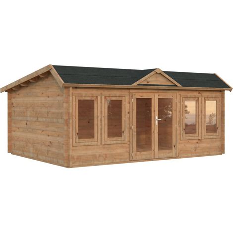 Abri de jardin en bois Claudia monopente 19,4 m2 Traité Marron (1/5)