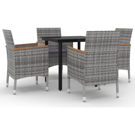Maison Exclusive - 5-tlg. Garten-Essgruppe mit Auflagen Poly Ratt
