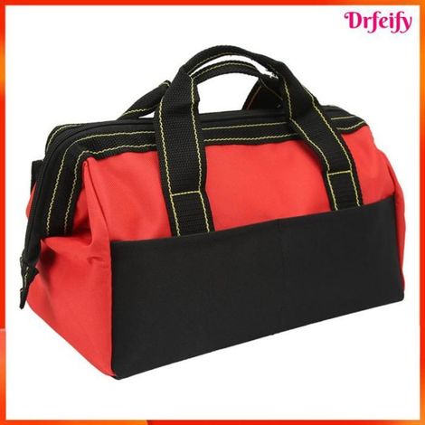 Sac fourre-tout à outils 16 pouces, sac de rangement à large bouche pour moto, coffret de rangement outils rouge (1/5)