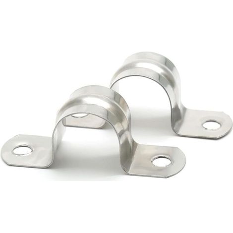Lot de 30 colliers de serrage en U M20, largeur 18 mm, avec double trou pour fixation robuste de tuyaux, serrage renforcé. (1/5)