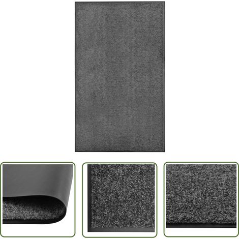 The Living Store Paillasson lavable Anthracite 90x150 cm - Tapis D'entrée - Paillasson Extérieur - Paillasson Intérieur - Tapis Absorbant - Tapis Antidérapant (1/5)