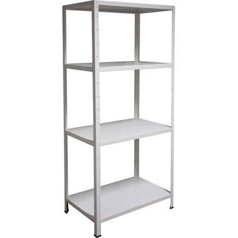 SCHULTE Regalwelt Rayonnage emboîtable avec 4 tablettes PowerMAX, charge utile 65 kg, 190x100x40 cm (HxLxP), blanc, rayonnage de stockage, rayonnage d’atelier, rayonnage de cave, rayonnage de garage, (1/4)