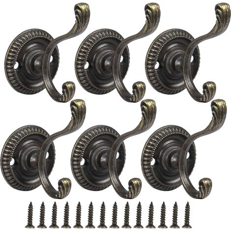 6 ganchos metálicos retro color cobre, con tornillos, para toallas, llaves o bolsos, para uso en varias habitaciones. (1/5)