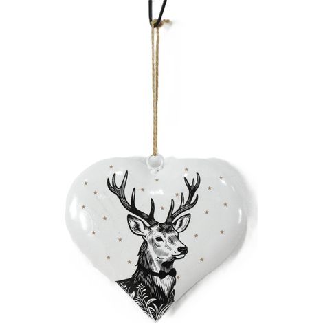 TrendLine Dekohänger Herz Hirsch 15 x 14,5 cm weiß
