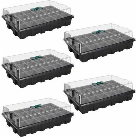 Tigrezy Lot de 5 Mini Serre pour Semis Bac à Semis de 24 Trous avec Couvercle pour Semis et Germination (1/4)