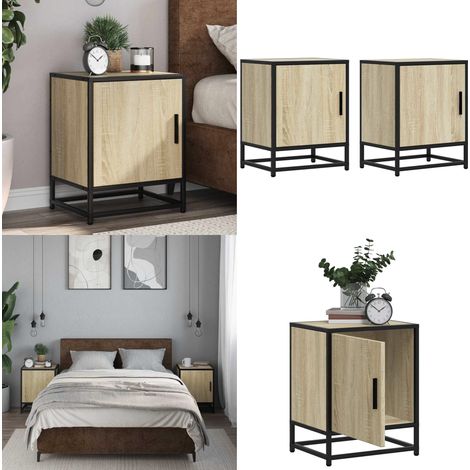 vidaXL Nachttische 2 Stk. Sonoma-Eiche 40x31x50cm Holzwerkstoff Metall (1/5)