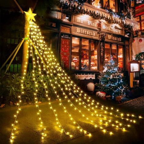 LED Guirlande Lumineuse Sapin de Noel avec Étoile, 9x2m USB Lumière de Décoration d'Arbre de Noël, 8 Modes d'Éclairage Guirlande Lumineuse avec Télécommande pour Intérieures Extérieures (Warm White) (1/4)