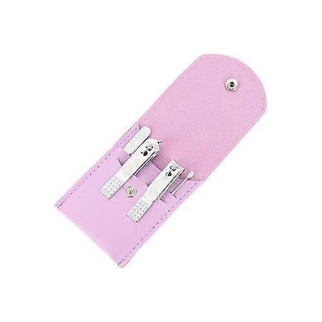 Kit de pédicure professionnel 4 pièces avec étui de transport, ensemble de manucure et pédicure en acier inoxydable avec outil de nettoyage du cérumen (Violet A)