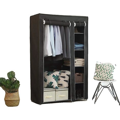 Armario de almacenamiento, estructura metálica resistente, diseño minimalista moderno, negro. (1/2)