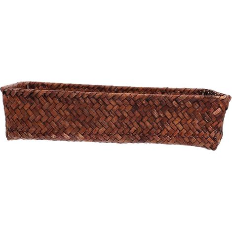 Cestino in erba marina intrecciata naturale – Organizer ecologico per posate e condimenti, dimensioni 25 x 15 x 10 cm