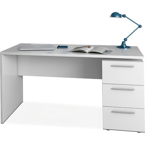Scrivania da ufficio Stylus 3 Cassetti 138x60x74 Bianca Opaca con Cassettiera (1/5)