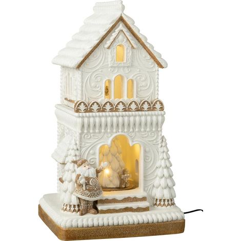 Maison Pain d'Épice à LED "Winter Glow" 46cm Beige