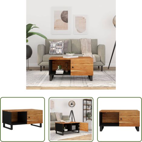 Table basse bois - Table basse 80x50x40 cm Bois d'acacia solide et d'ingénierie (1/5)