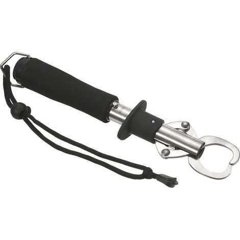 Pince à poisson avec balance, capacité max. 30 kg, en acier inoxydable avec sangle de fixation, noire. (1/5)