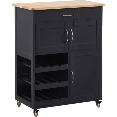 Carrellino in legno da cucina 67x36x87 grigio - Febe (1/5)