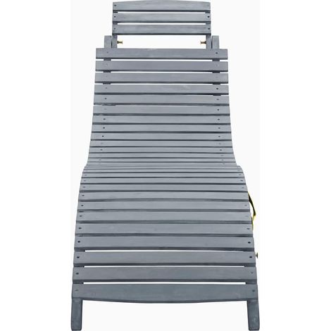 Maison Exclusive - Lettino Prendisole in Legno Massello Acacia Grigio Slavato (1/5)