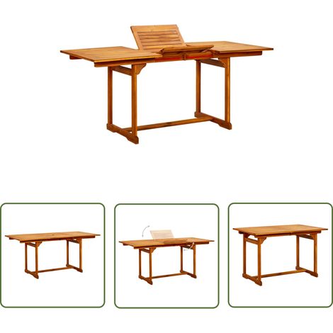 The Living Store Table à dîner de jardin (120-170)x80x75 cm Bois d'acacia massif - Table De Jardin - Table À Manger Extérieur - Acacia Massif - Mobilier De Jardin - Table Extensible (1/5)