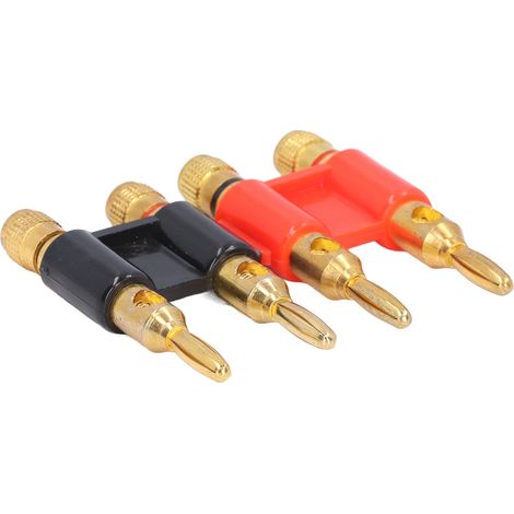 Lot de 2 Connecteurs Banane Mâle Double Empilables, Fiche 2 Voies en Laiton, Accessoires Câble Enceinte 32A 1000V (1/5)