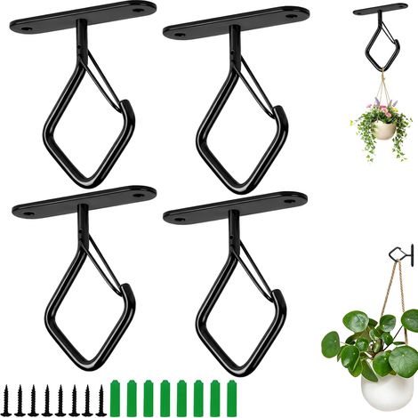4 Pièces Crochets Plafond Plantes Suspendues 7 virgule 5 cm Crochet Métal Boucle Sécurité Support Mural Robuste Pots Fleurs (1/4)
