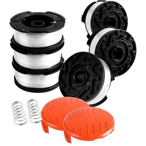 8 Pack Bobine Fil Coupe Bordure Compatible avec Black et Decker Coupe Bordures, Bobine de Fil Debroussailleuse,6 Fil Coupe Bordure,2 Couvercle,2 Ressort, (1/4)