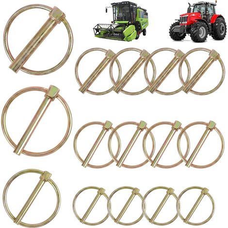 15 PCS Goupilles De Assorties,Goupille De Verrouillage De Tondeuses,Goupille Agricole En Acier Galvanisé Avec Anneau,Pasadores Tractor,Goupilles De Sécurité Clips Pour Tracteurs Agricoles (1/5)