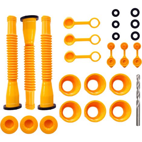 Kit de remplacement de bec verseur pour bidon d'essence, ensemble de buses anti-déversement avec foret pour la plupart des bidons de 1/2/5/10 gallons (kit de 3 jaunes) (1/5)