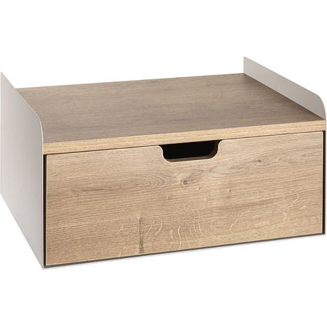 Étagère Murale Avec Tiroir "Korfu" 40cm Beige & Chêne (1/5)