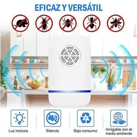 Lot de 2 répulsifs à ultrasons anti nuisible pour lutter contre les moustiques, fourmis, cafards, mouches, araignées, punaises lit, répulsif rats et souris - (1/5)