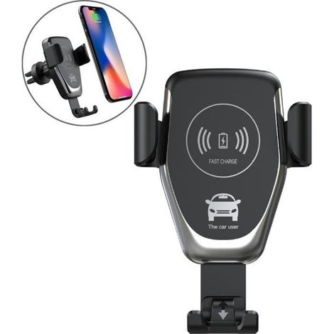 1 support de chargeur sans fil voiture Qi, rotation 360° magnétique, compatible iPhone et Samsung, pour ventilation auto (1/4)