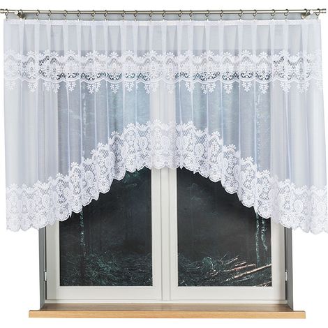 Daria - Rideau jacquard prêt à poser avec fente en bas - 300 x 120 cm - blanc (1/5)