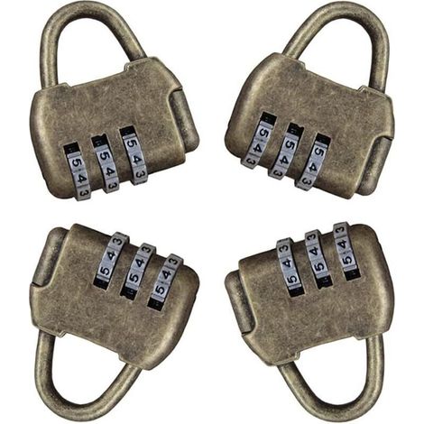 CSPARKV 4 Pièces Cadenas Code Cadenas Casier Code Cadenas Antivol à Combinaison 3 Chiffres Rétro Serrure À Combinaison Cadenas Vintage Porte Exterieur Cadenas de Securite Sans Cle (1/3)
