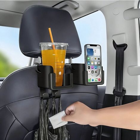 2 pièces Rangement multifonction pour dossier de siège auto avec porte-gobelet et support téléphone, adapté à la plupart des modèles, livraison 24h (1/5)