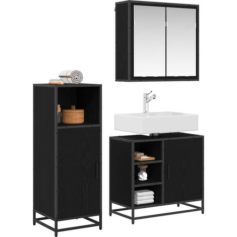 Maison Exclusive - Badezimmermöbel-Set 3 pcs Schwarz Eichen-Optik