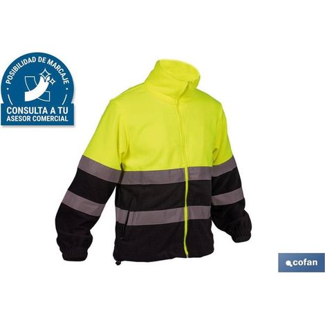 Fodera in pile ad alta visibilità Taglia XXXL con chiusura con cerniera e tasche 100% poliestere colore giallo e blu