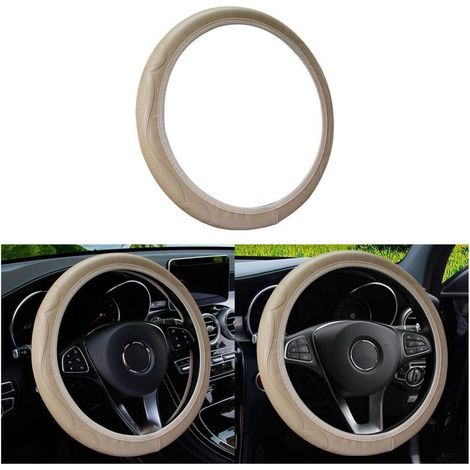 Universal Lenkradbezug Kunstleder Beige 37-38,1 cm rutschfest atmungsaktiv (1/5)